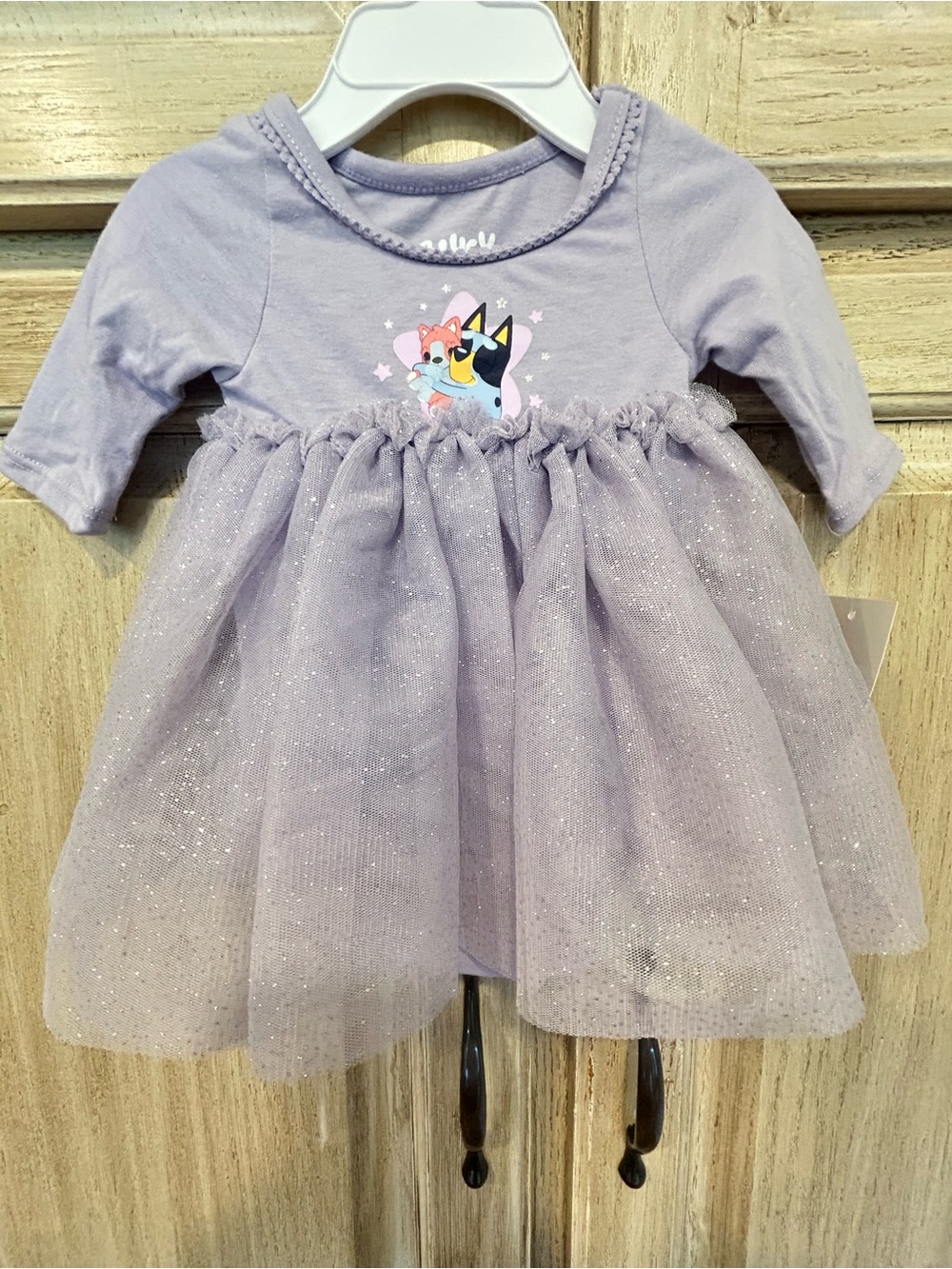 Lilac Sparkle Tulle Dress for Girls - Cute Character Print